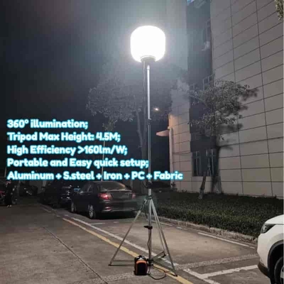 360° আলোকসজ্জা 60W 100W 120W 320W নির্মাণ সাইটের জন্য স্ট্রিপডের উপর আলোকসজ্জা মুক্ত এলইডি হালকা বেলুন