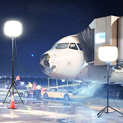মোবাইল হোয়াইট বেলুন লাইট ফিল্ম 500W LED লাইট টাওয়ার ইঞ্জিনিয়ারিং নির্মাণের জন্য মোবাইল LED