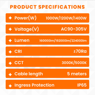 1000W নির্মাণ কাজের এলইডি 360 ডিগ্রি বালুন আলো IP65 উচ্চ লুমেন