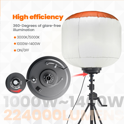 1000W নির্মাণ কাজের এলইডি 360 ডিগ্রি বালুন আলো IP65 উচ্চ লুমেন