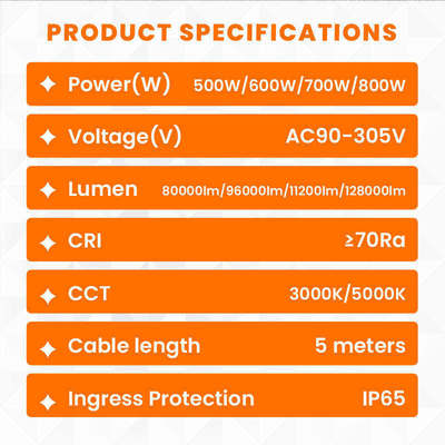 500W LED বেলুন লাইট IP65 50000Hrs 160lm/W AC90-305V